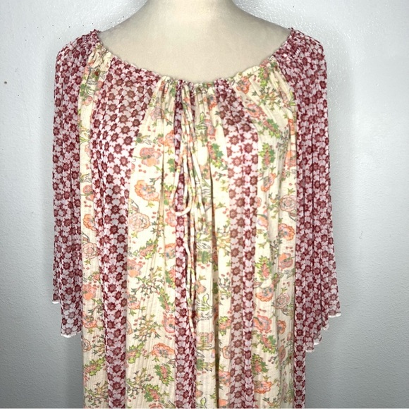 FREE PEOPLE Because I Love You Tunic Mini Dress Sunshine Combo Boho Size XS - Picture 5 of 13